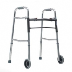 Folding walker with wheels